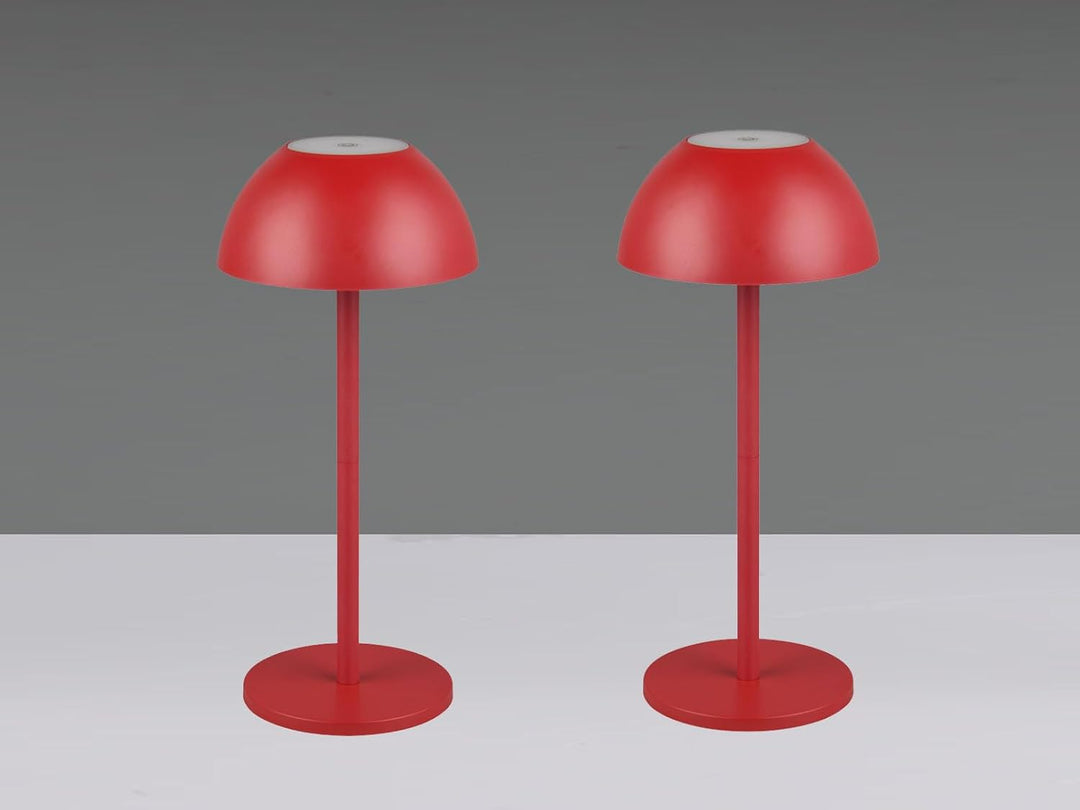 2er SET Akku Tischlampen Rot ohne Kabel für Innen & Aussen, 30cm klein, Rot