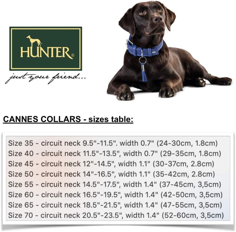 HUNTER CANNES Hundehalsband, Leder, Nappaleder, weich, edel, elegant, 45 (S), orange 45 (S) orange,