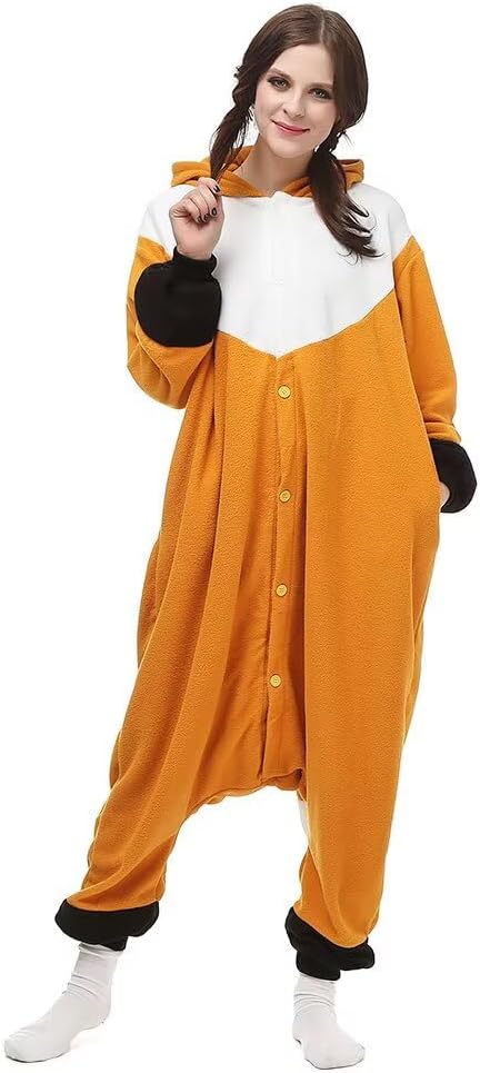 Tier Onesie Karneval Halloween Kostüm Cosplay Schlafanzüge Erwachsene L Fuchs Braun, L Fuchs Braun