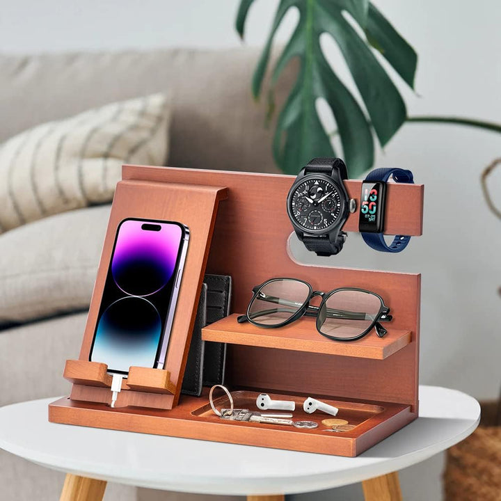 Geschenke für Männer Holz Telefon Dockingstation Männer Nachttisch Organizer Weihnachten Männer Gesc