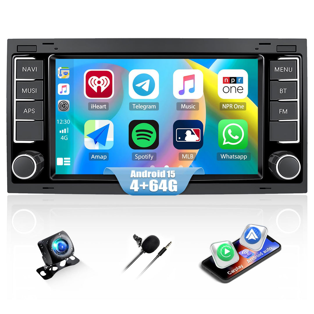 CAMECHO 4G+64G 8 Core Android 15 Carpaly Autoradio für VW Touareg Transporter T5 Multivan 2004-2011