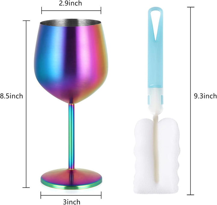 Livole Cocktailgläser aus Edelstahl, Rotweingläser mit Stiel, Unzerbrechlich Weingläser, 18Oz 550ml