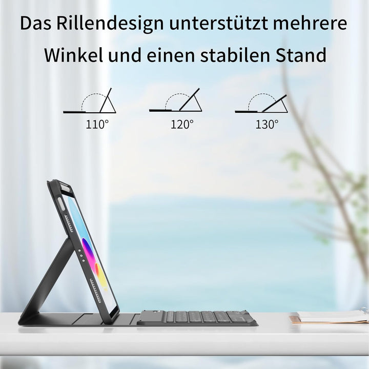 Tastatur Hülle für iPad A16 11. / 10. Generation (2025/2022, 11/10,9 Zoll), 7-farbige Hintergrundbel
