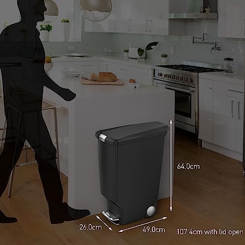 simplehuman CW1362 40 Liter, schmaler Treteimer, Mülleimer Küche, Abfalleimer, Mülltrennsystem, Müll