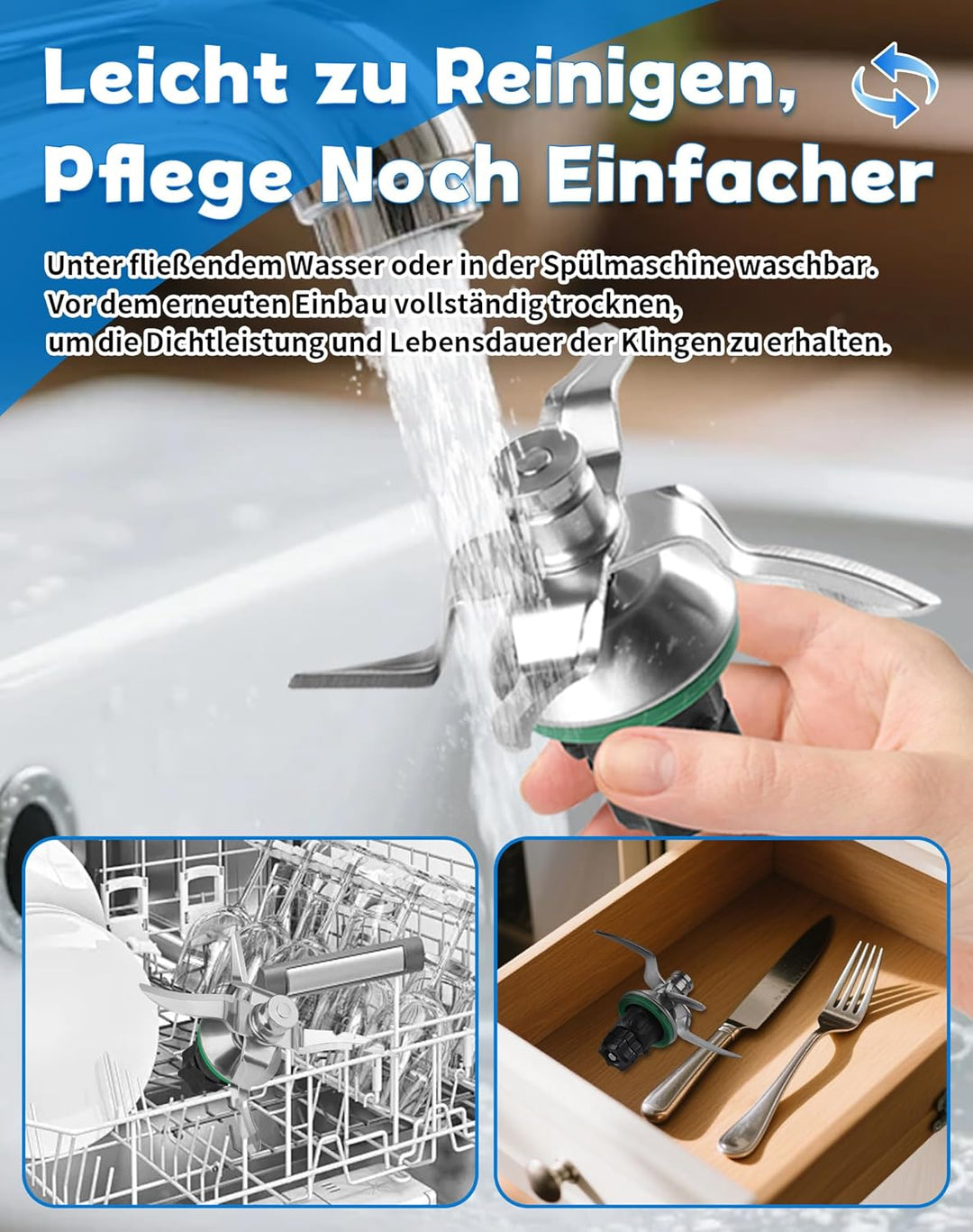 TM5 TM6 Messer für Thermomix Edelstahl Ersatzmesser Kompatibel mit Vorwerk TM5 TM6 TM7, Mixmesser mi