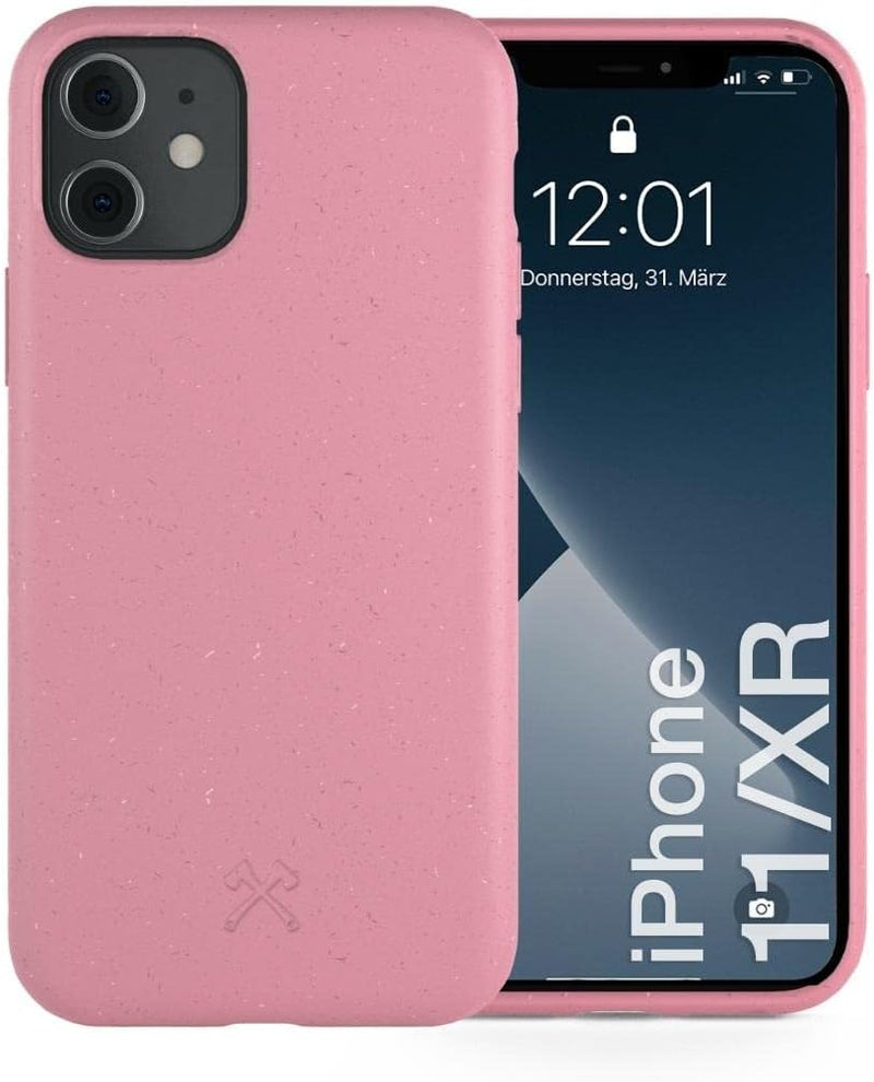 Woodcessories - Antibakterielle Bio Hülle kompatibel mit iPhone 11 Hülle pink, iPhone XR Hülle pink