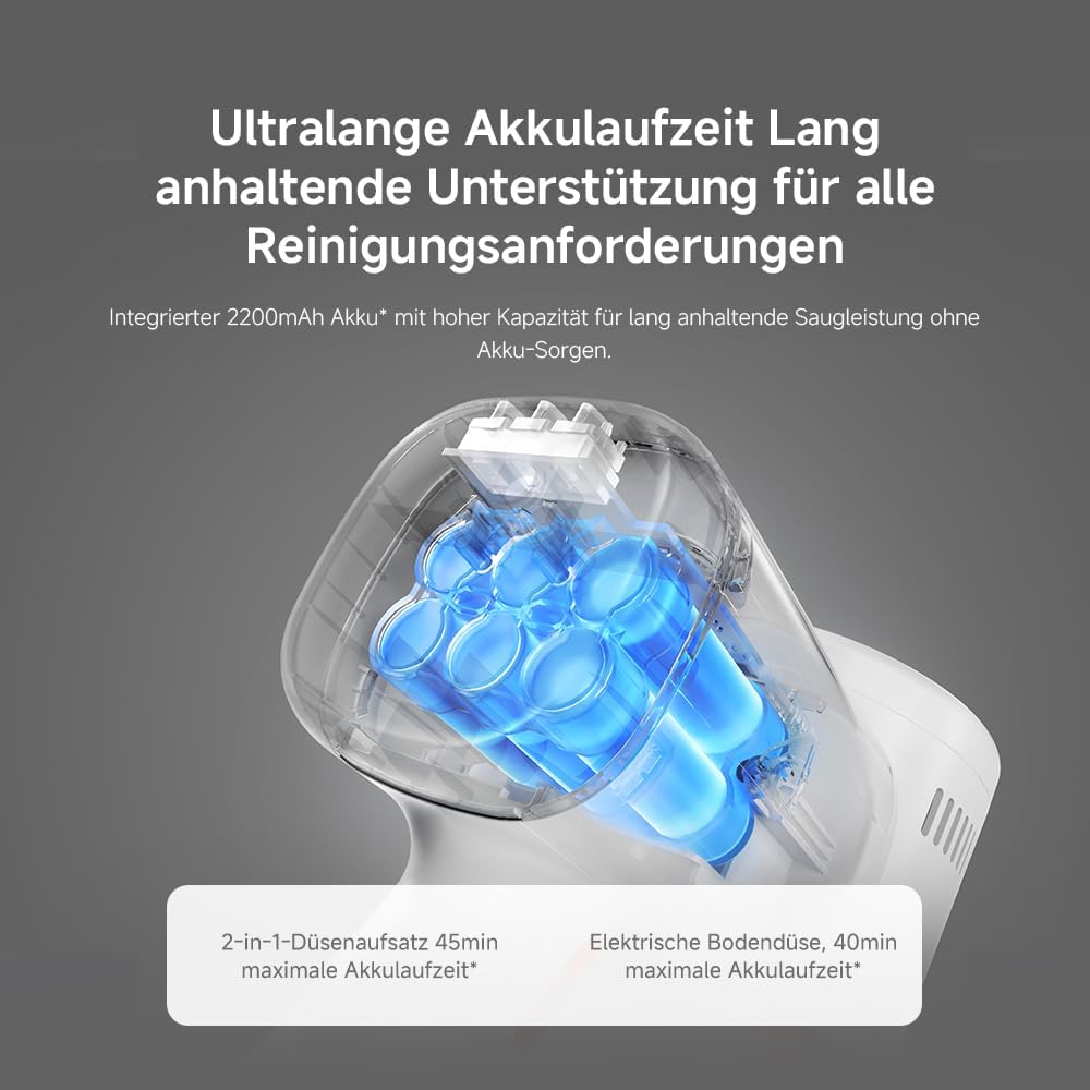 XIAOMI G20 Lite Kabelloser Stabstaubsauger - Bis zu 18.000Pa Saugleistung, LEDs zur Staub- & Flecker