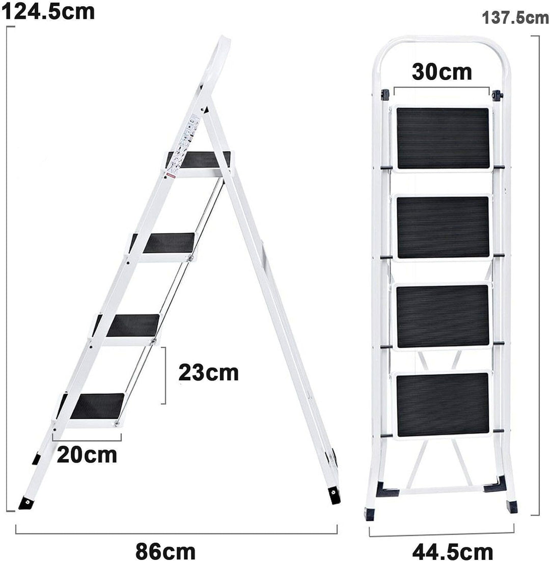 Faltbare 4-Stufen-Leiter-Trittleiter, rutschfeste Lauffläche, Sicherheitsstahlstufe, 5 Jahre Garanti