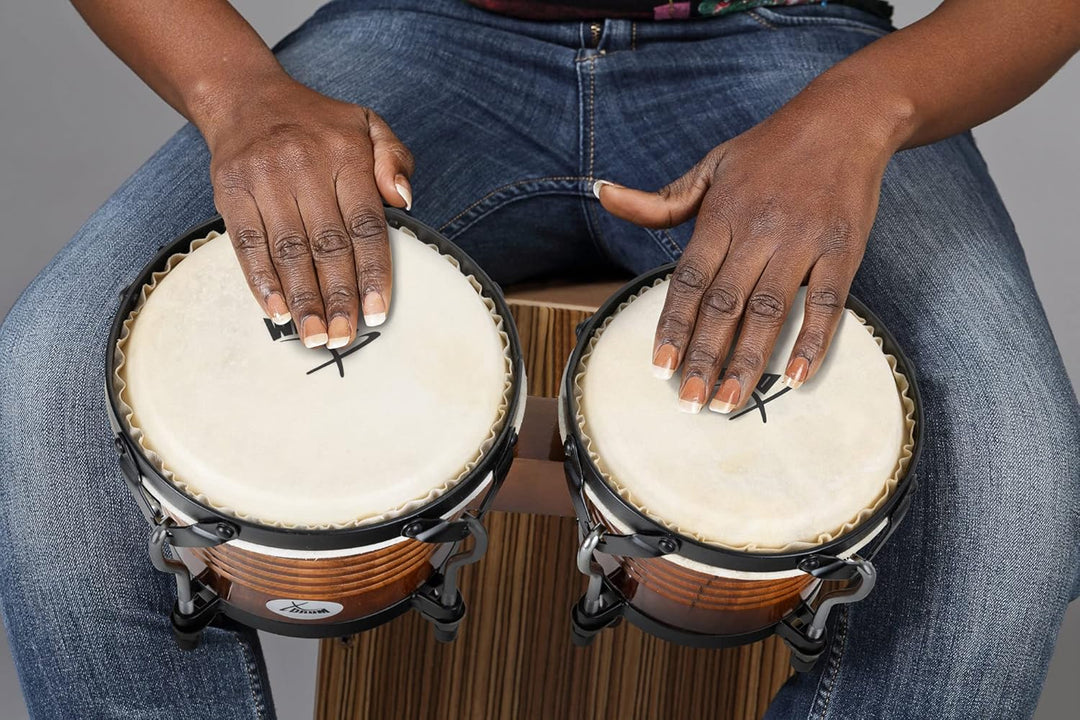 XDrum Bongos Pro Tobacco - 2 Trommeln mit 6,5" (17 cm) und 7,5" (20 cm) Durchmesser - Bongotrommeln