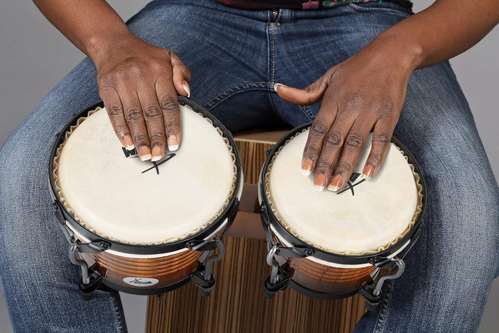 XDrum Bongos Pro Tobacco - 2 Trommeln mit 6,5" (17 cm) und 7,5" (20 cm) Durchmesser - Bongotrommeln