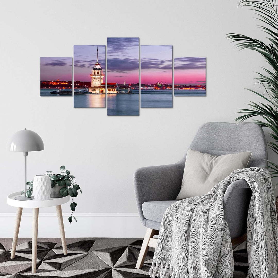 Runa Art Wandbilder Istanbul Türkei 5 Teilig Bild auf Vlies Leinwand Deko Wohnzimmer Schlafzimmer St