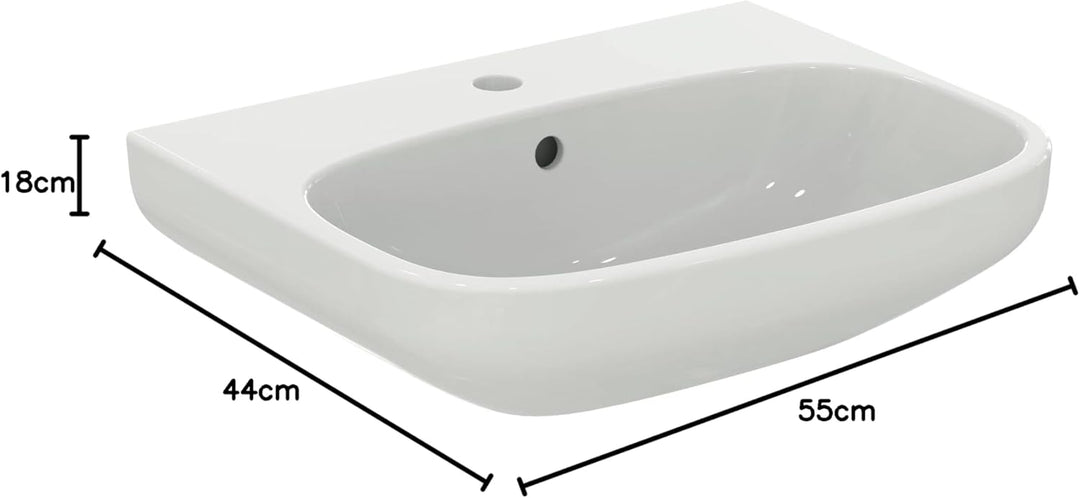 Ideal Standard T542001 Ideal Standard i.life A, Waschtisch 55cm, 1 Hahnloch mittig durchgestochen, m