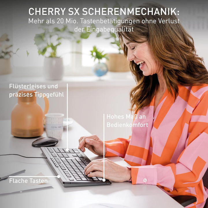 CHERRY STREAM KEYBOARD, Wired Keyboard, German Layout (QWERTZ), Whisper-Quiet Keystrokes, Unique Typ