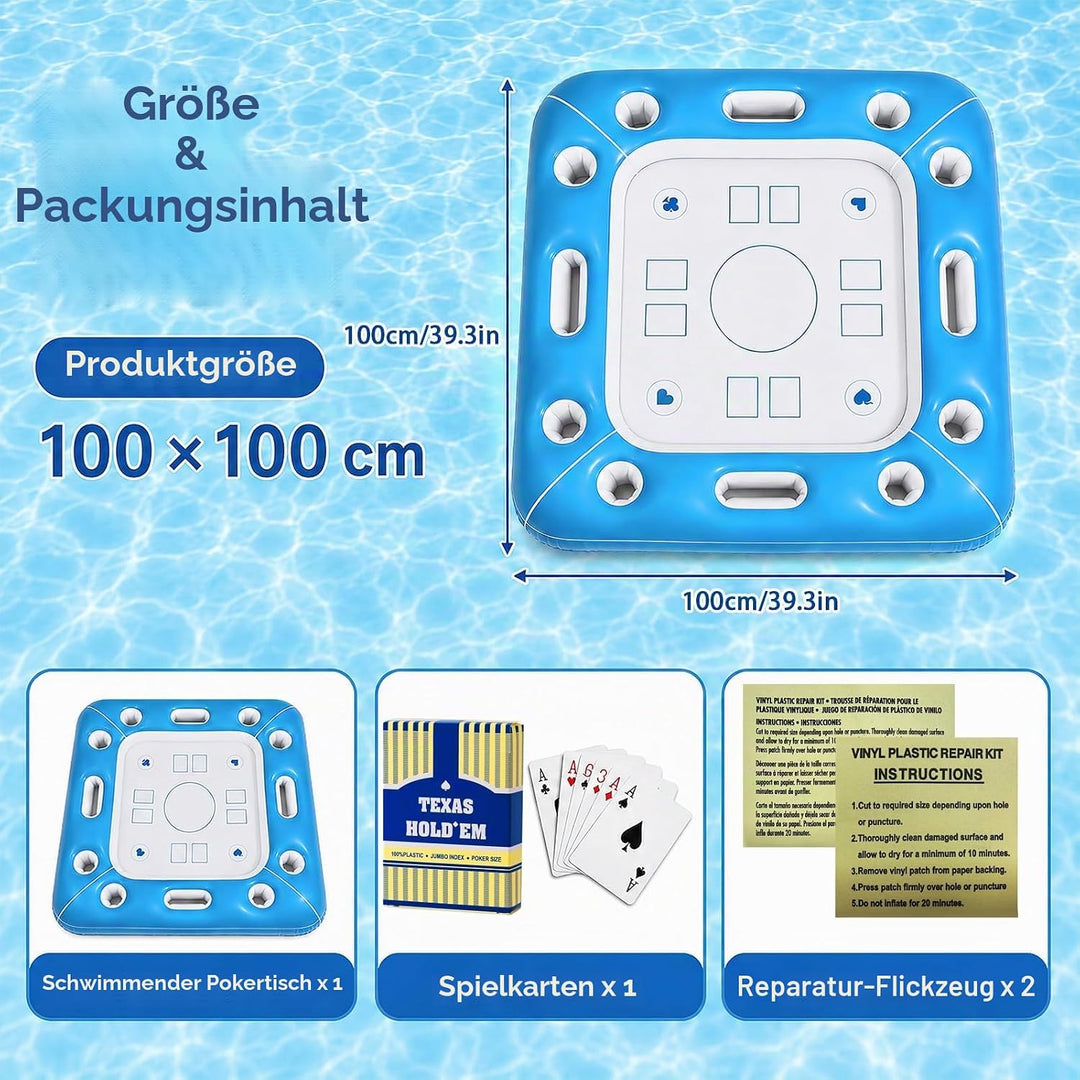 Schwimmender Spieltisch, Schwimmender Kartentisch für Pool, Aufblasbarer Kartentisch Wasser, Aufblas
