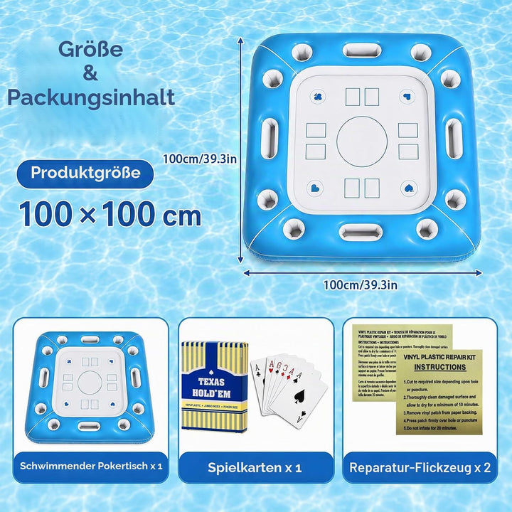 Schwimmender Spieltisch, Schwimmender Kartentisch für Pool, Aufblasbarer Kartentisch Wasser, Aufblas