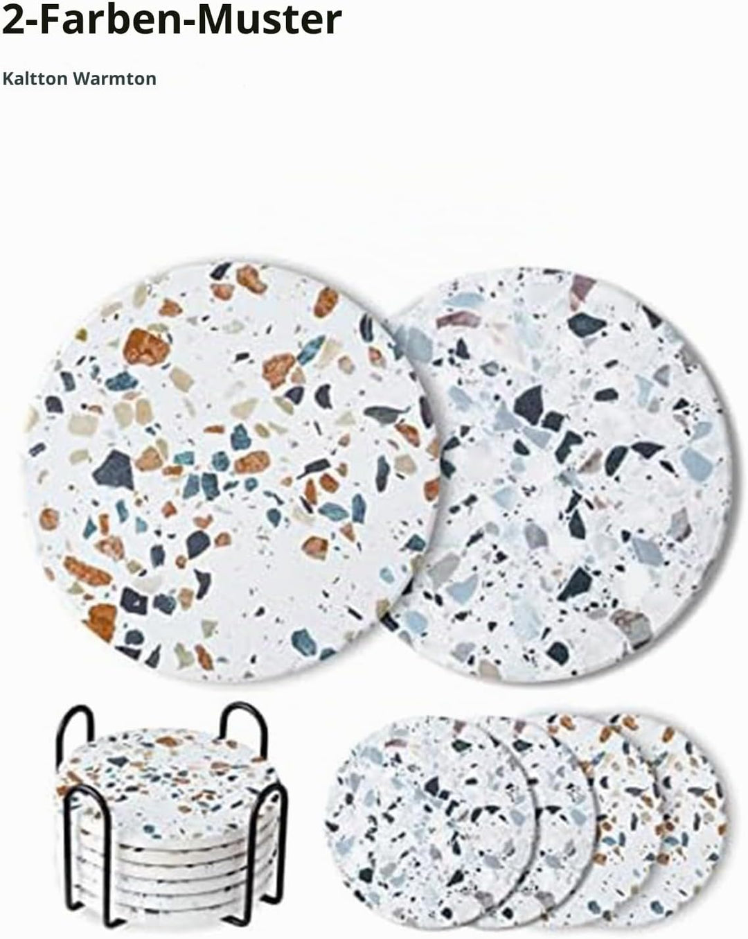 LIFVER Untersetzer Gläser, Glas Untersetzer-Set 6 Stücke mit Halter, 10,2 cm Saugfähig Getränk Unter