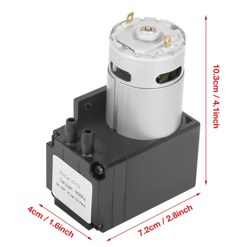 Ölfreie Pumpe, DC 12V Wasserpumpe 12L / Min 12W Mini-Ölfreie Vakuumpumpe -80KPa Geräuscharme kleine