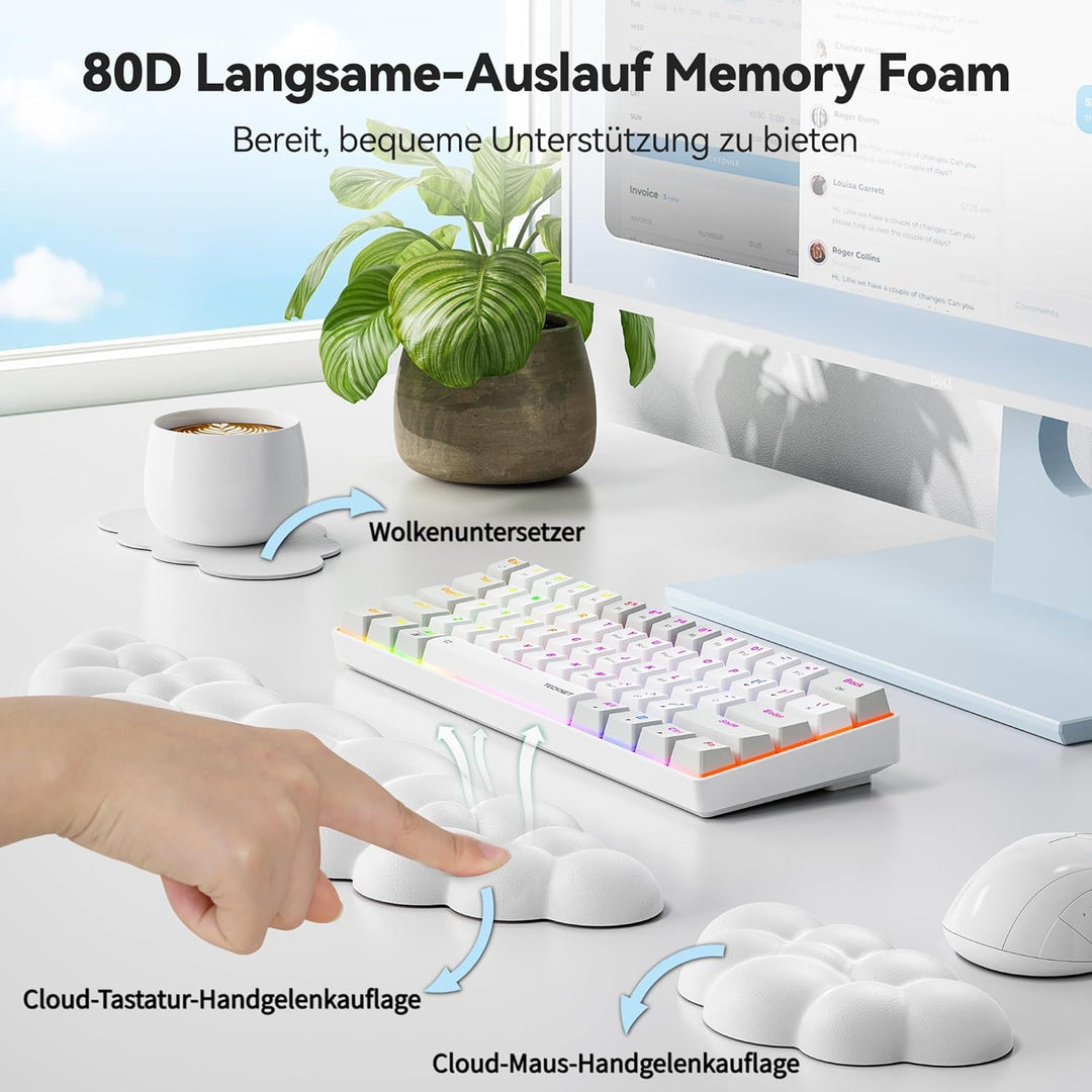 TECKNET Wolke Handballenauflage Tastatur, Ergonomisches & Entspannendes Handgelenk: Memory-Schaum mi