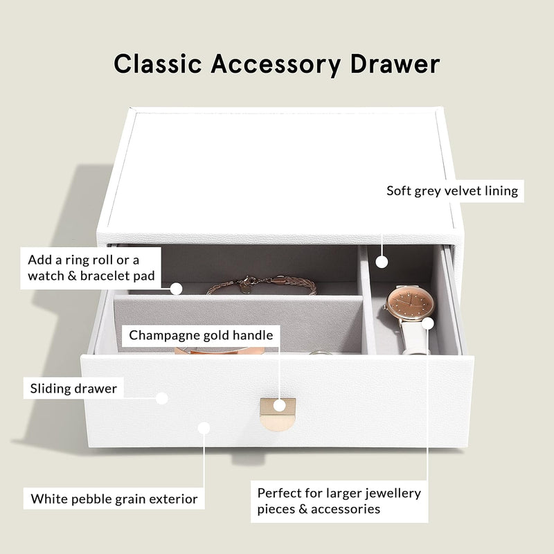 Stackers Pebble White Classic Accessory Drawer Layer, White