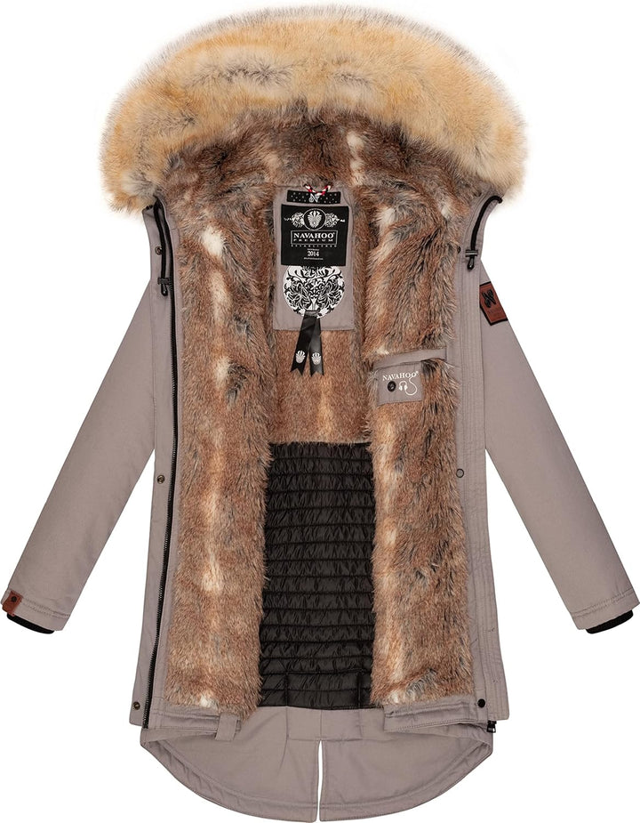 Navahoo Damen Warmer Winterparka mit Kapuze Bombii XS-XXL S Zinc Grey, S Zinc Grey