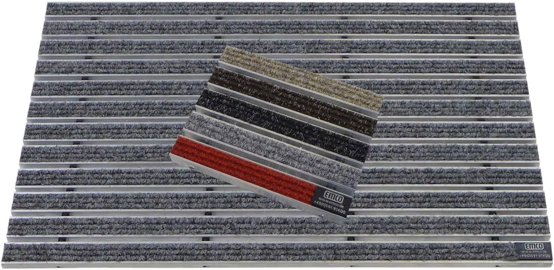 EMCO Eingangsmatte DIPLOMAT Rips hellgrau 12mm + ALU Rahmen Fussmatte Schmutzfangmatte Fussabtreter