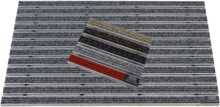 EMCO Eingangsmatte DIPLOMAT Rips hellgrau 12mm + ALU Rahmen Fussmatte Schmutzfangmatte Fussabtreter