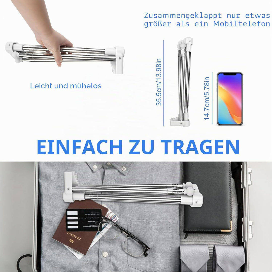 Tragbares, zusammenklappbares Kleidungsstück, 84–180 cm (33–71 Zoll) tragbares Reisegestell, zusamme