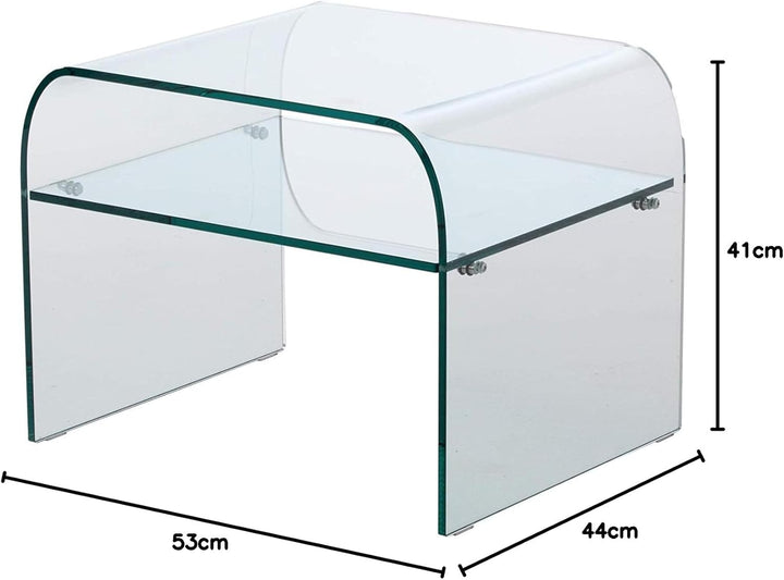 IMAGO FACTORY Dream Nachttisch aus Glas, gewölbt, transparent, mit Ablagefläche, für Wohnzimmer, Ein