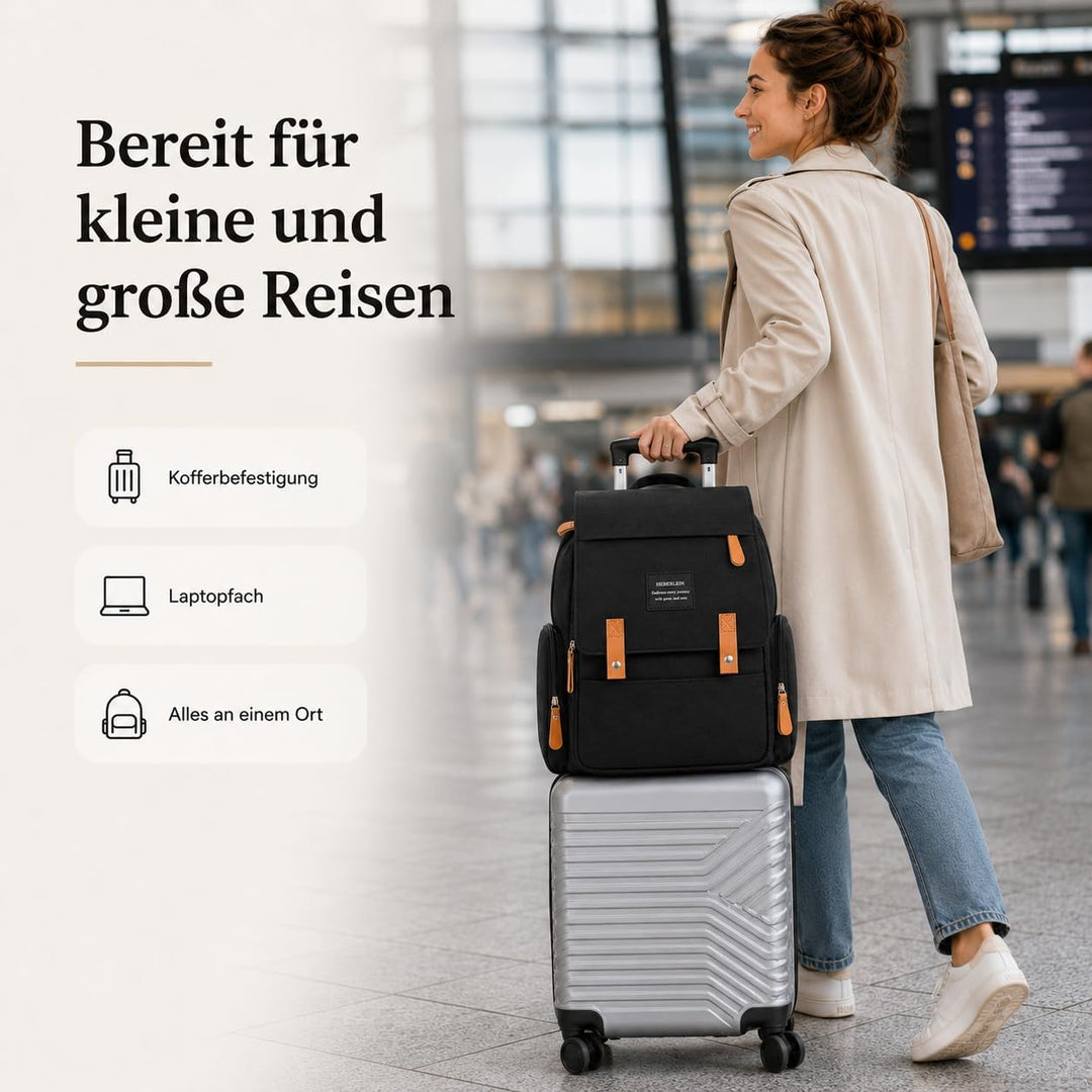 Heberlein Prestige Baby Wickelrucksack - grosse Wickeltasche für Mama &amp; Papa, wasserabweisend mit vi