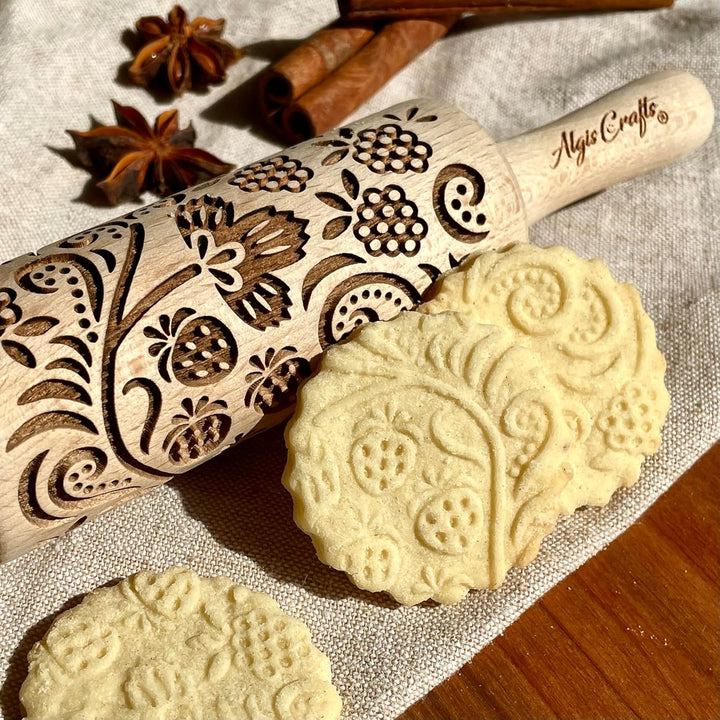 ERDBEERE Geprägte Nudelholz. Teigroller für Teig & Plätzchen, Kuchen & Gebäck. Gravierte Nudelholz m