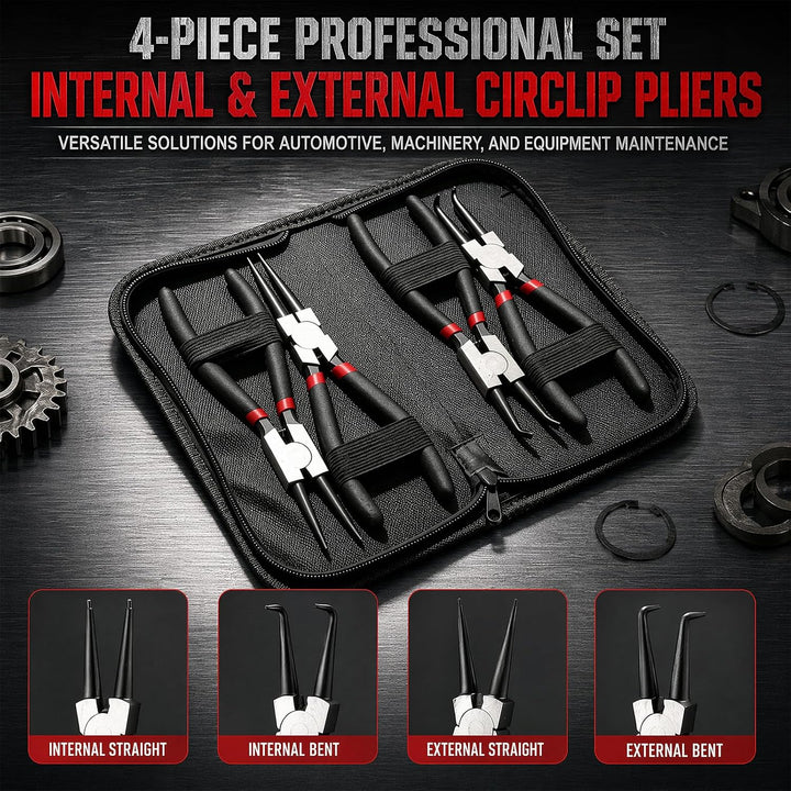 4 Stück Sprengringzangen Set, 180mm Seegeringzange Set, Sicherungsringzangen, Segeringen Zangen Sets