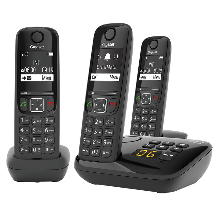 Gigaset AS690A Trio - 3 Schnurlose DECT-Telefone mit Anrufbeantworter - kontrastreiches Display - br