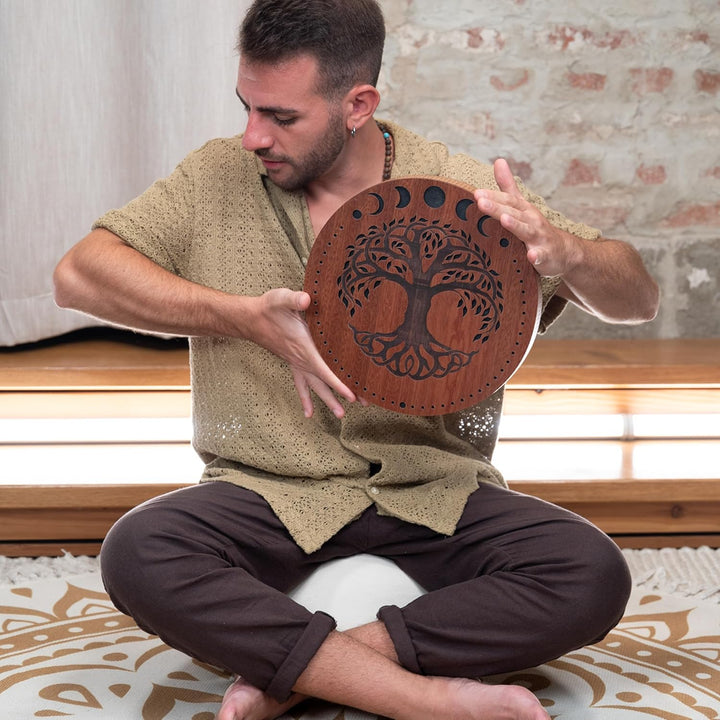 Sonic Energy 12 Zoll Rain Disk – Bachklang – Sapeleholz mit Gravur – Für Therapie, Klangreise, Entsp