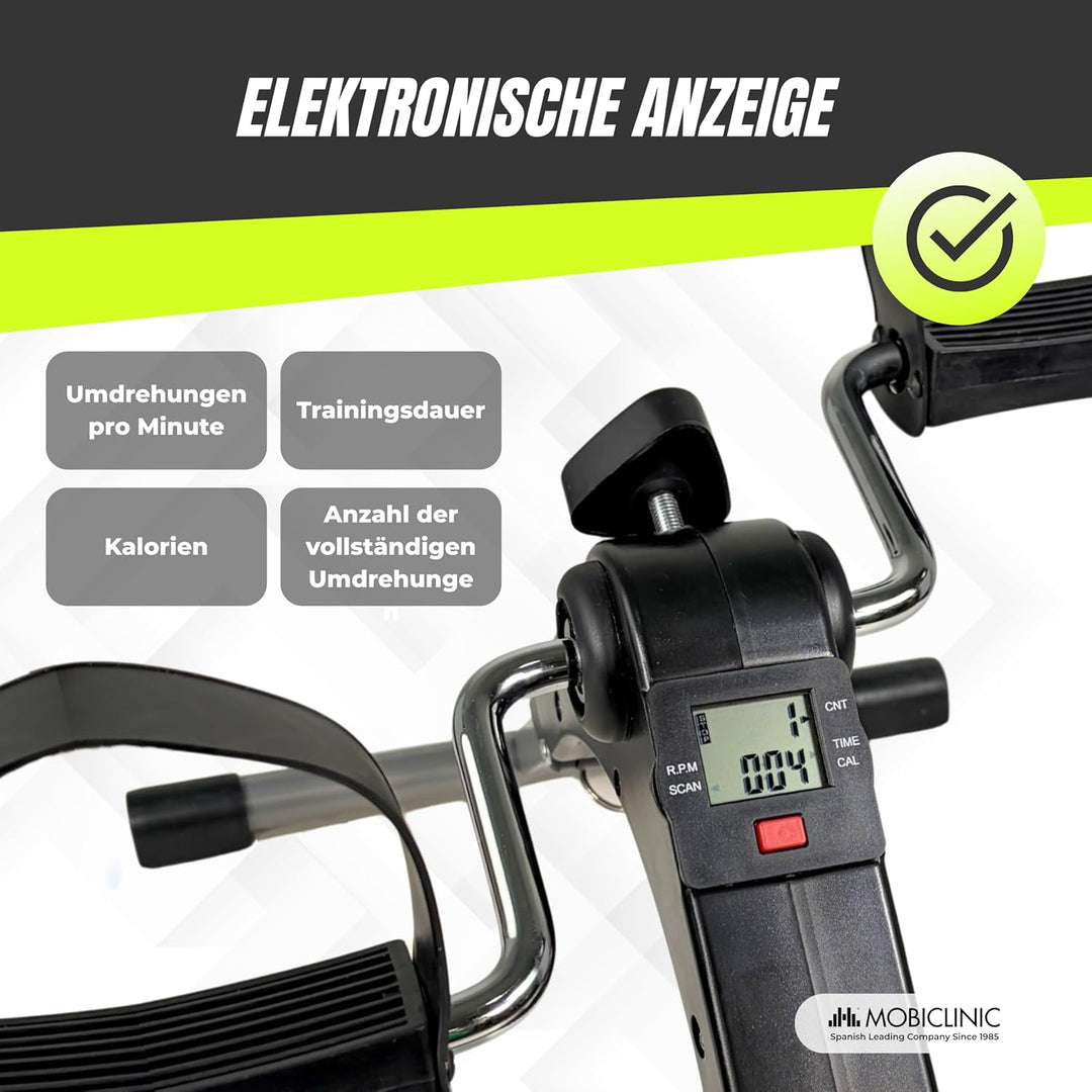 Mobiclinic®, Pedaltrainer, Klappbar, Einstellbarer Widerstand, LCD-Display, für Arme und Beine, kein