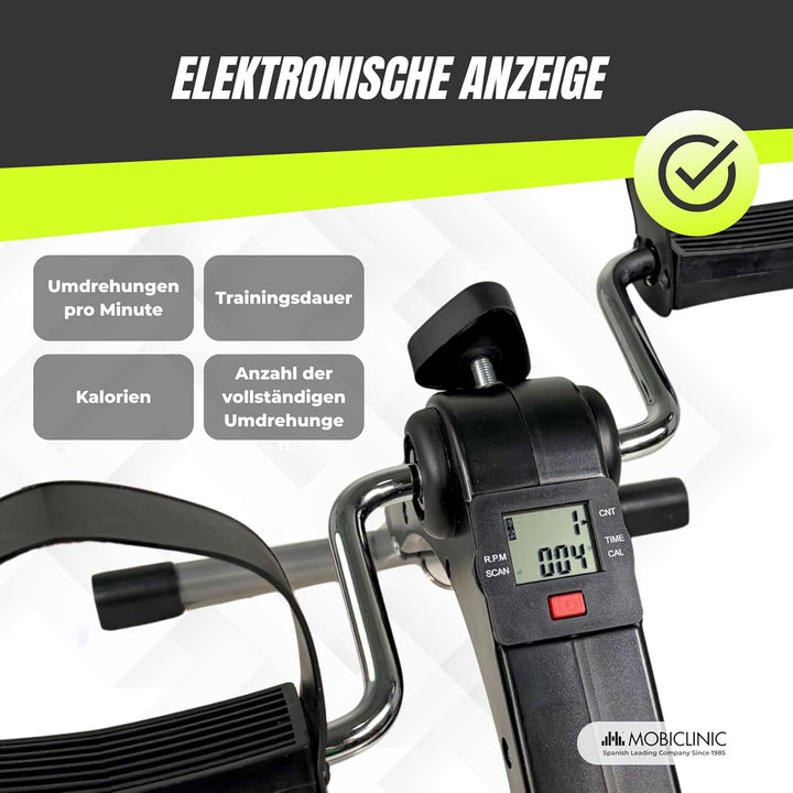 Mobiclinic®, Pedaltrainer, Klappbar, Einstellbarer Widerstand, LCD-Display, für Arme und Beine, kein