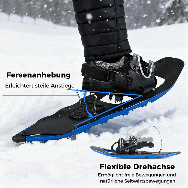 COSTWAY Schneeschuhe mit Steighilfe, Schuhgrösse 35-45 bis 68/90kg, leichtes Schneeschuh-Set aus Alu