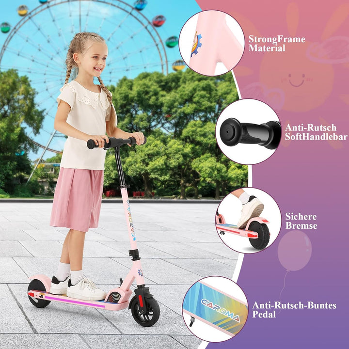 Caroma Elektroroller für Kinder von 8-12 Jahren, 180W Motor, 16 km/h, 60 min Fahrzeit, Einstellbare