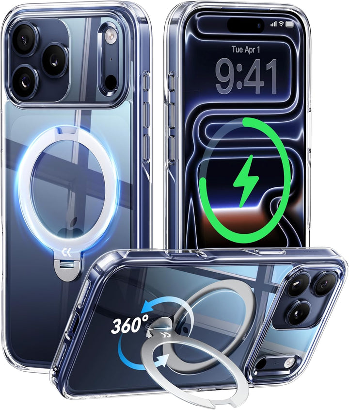 CASEKOO für iPhone 17 Pro Max Hülle für MagSafe [360 Drehständer] [Kameraschutz & Militärschutz] Sto