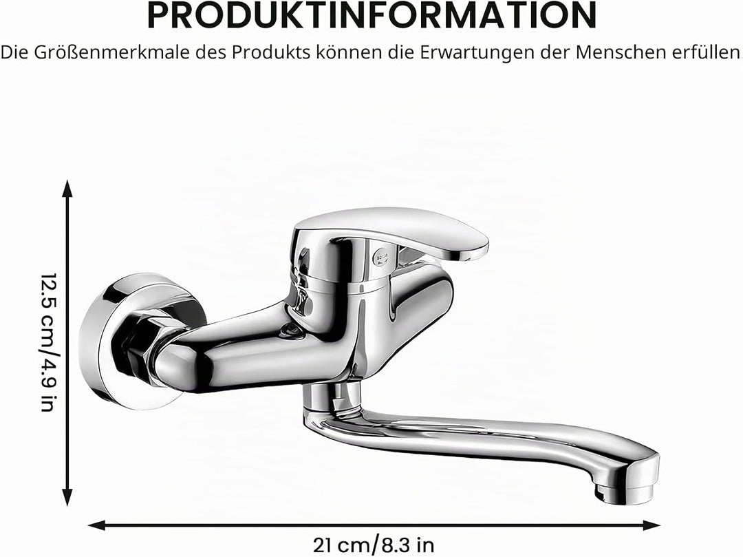 Wasserhahn Wandmontage, Küchenarmatur Wandmontage, 360° Drehbar Wasserhahn Küche Wandarmatur, Spülti