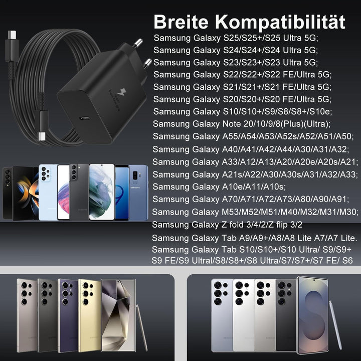 45W USB C Ladegerät Schnellladekabel für Samsung Galaxy S25 S24 S23 S22 S21 S20 fe Ultra S10 S9 S8 A