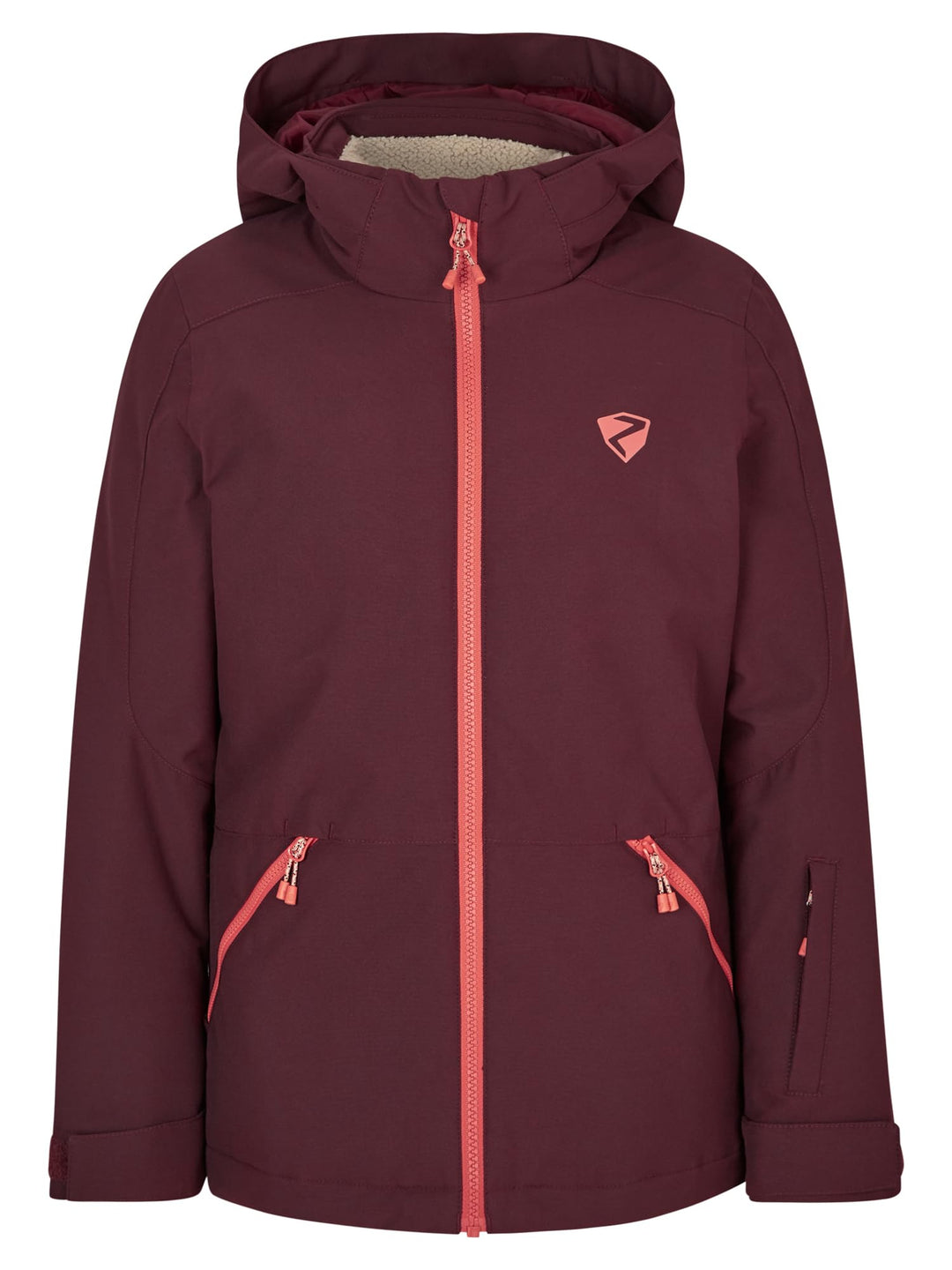 Ziener Mädchen Amely Ski-Jacke, Winterjacke | wasserdicht, winddicht, warm (1er Pack), velvet red