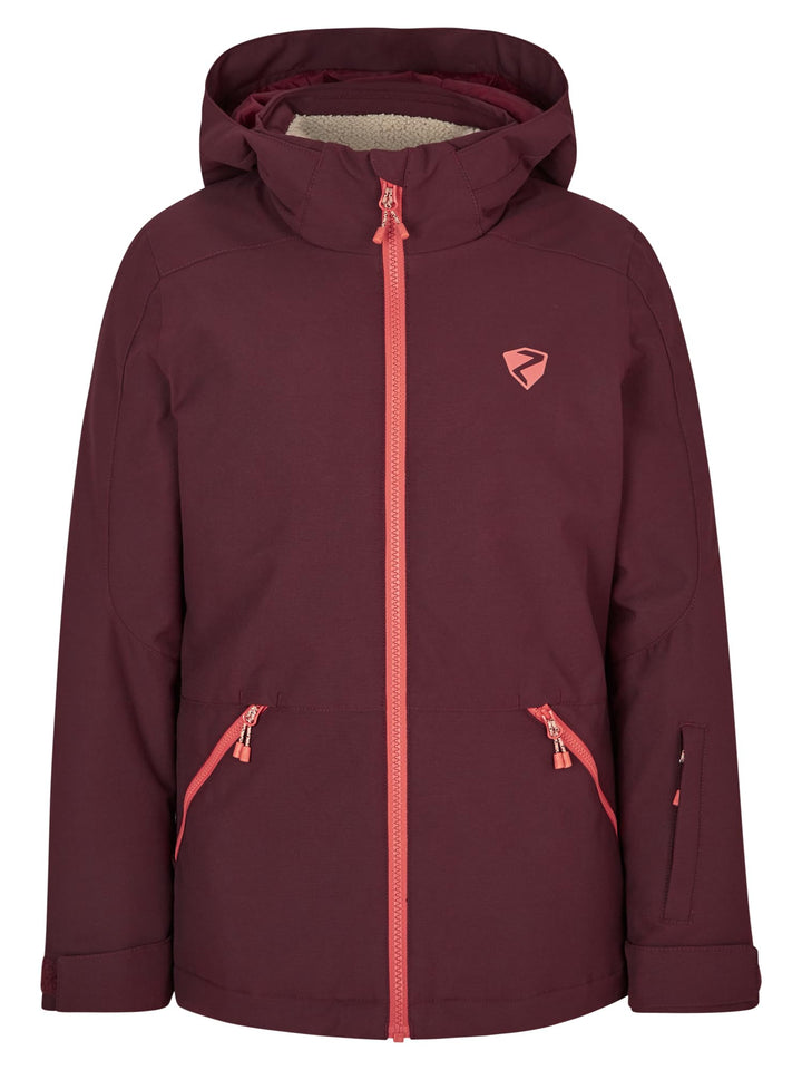 Ziener Mädchen Amely Ski-Jacke, Winterjacke | wasserdicht, winddicht, warm (1er Pack), velvet red