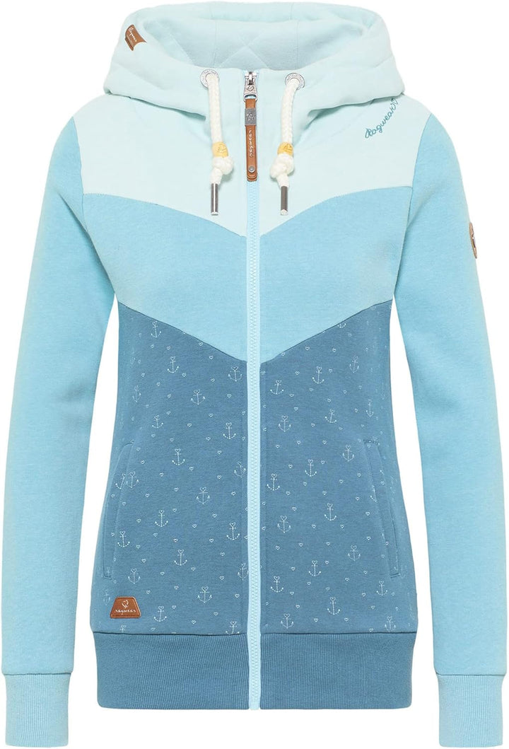 Ragwear Neu TREGA Zip Damen Frauen Kapuzenjacke,Zip Hoodie,Sweatjacke,Stehkragen,Seitentaschen S Lig