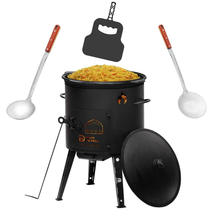 Ø49cm Uchag 2mm stahl Utschak Feuerstelle Utschag Campingofen 22L Kazan Kasan (flacher Boden) Feldkü