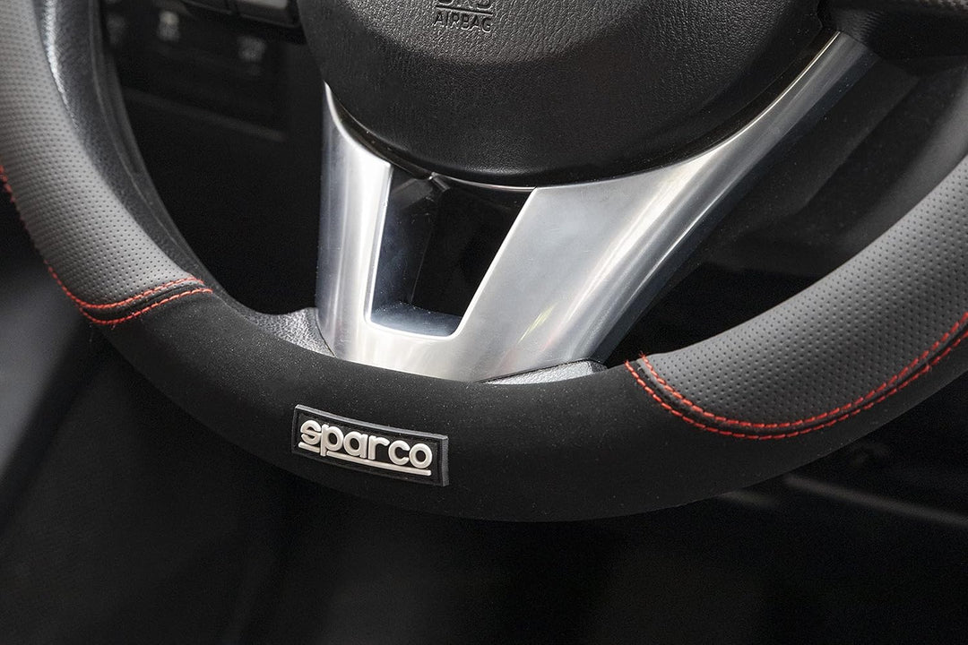 Sparco Lenkradbezug S122 Rot und Schwarz in Wildleder + PVC, S122 ROT