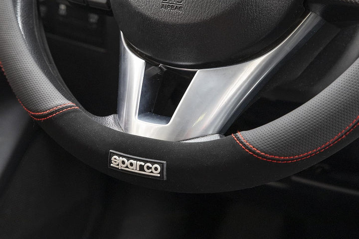 Sparco Lenkradbezug S122 Rot und Schwarz in Wildleder + PVC, S122 ROT
