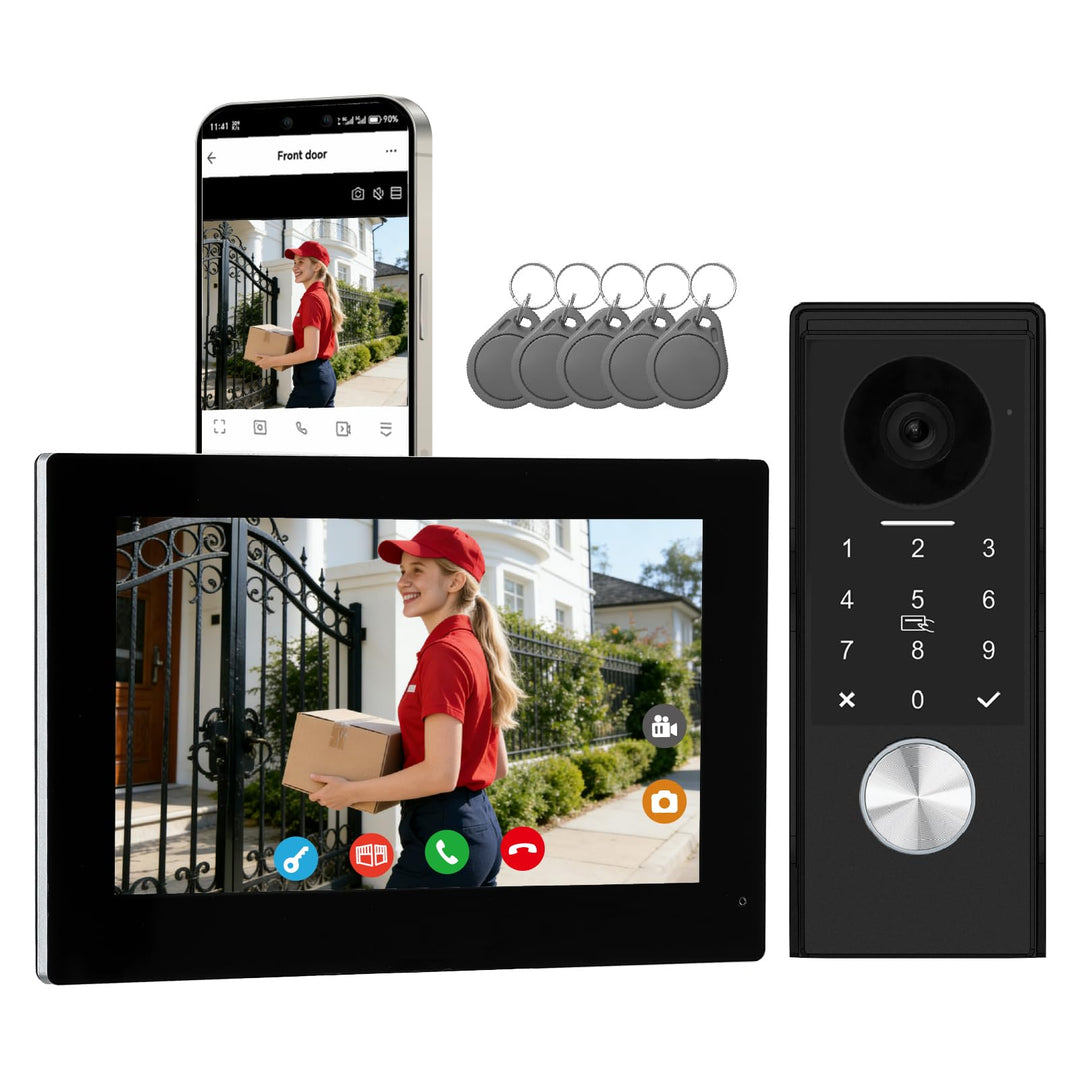 Video Türsprechanlage 2 Draht, Türklingel mit Kamera, Full HD Kamera,Türsprechanlage unterstützt Pas