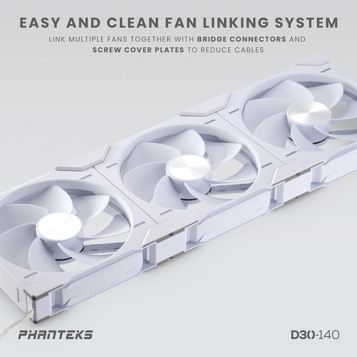 Phanteks D30 PWM Reverse Airflow, D-RGB Lüfter - 140mm, weiss