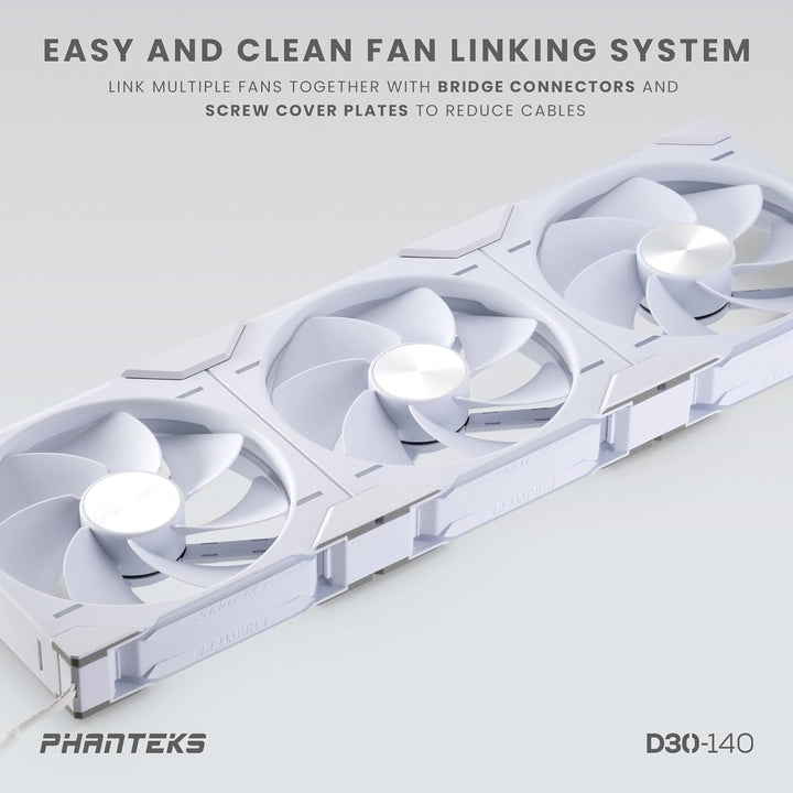 Phanteks D30 PWM Regular Airflow, D-RGB Lüfter - 140mm, weiss Standard x1 Black, Standard x1 Black