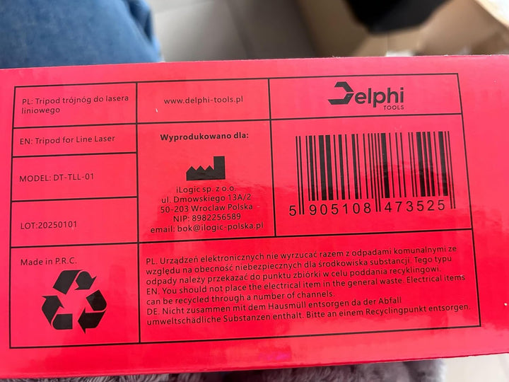 Delphi Stativ für Kreuzlinienlaser, höhenverstellbar bis 150 cm, 5/8 Zoll Gewinde, Aluminium-Dreibei